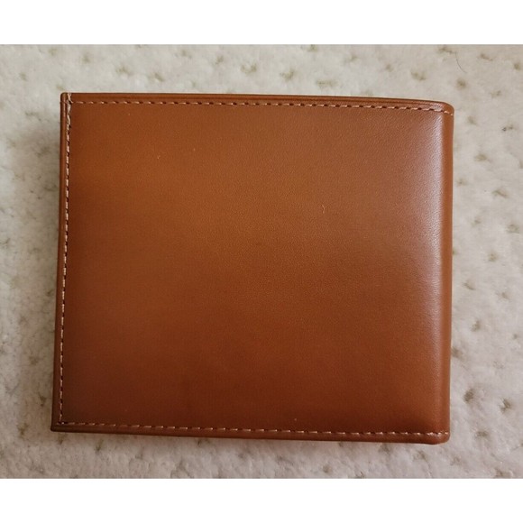 NWT POLO RALPH LAUREN BURNISHED LEATHER BIFOLD WALLET BROWN, GIFT BOX - Picture 4 of 4
